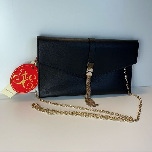 NWT VIETA ELLIANA BLACK FOLD-OVER CLUTCH - Picture 4 of 11